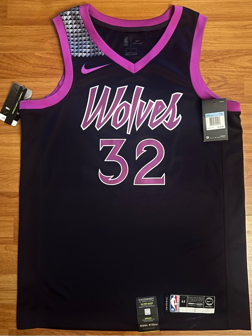 Nike Black and Purple Wolves #32 Basketball Jersey
